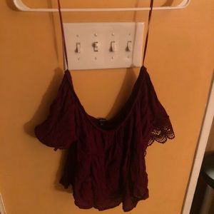 Off the shoulder red top